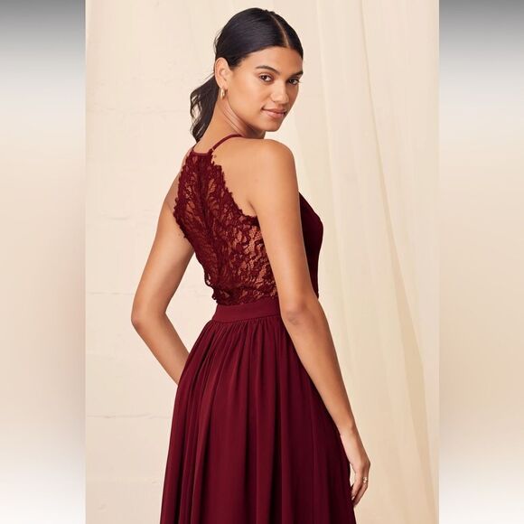 Lulus Love Spell Burgundy Lace-Back Maxi Dress - Picture 3 of 15